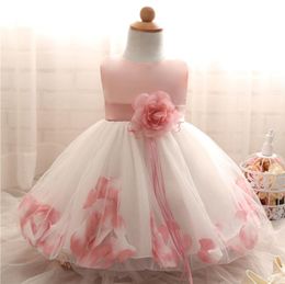 White Baby Girl Pageant Wedding Dress Kids Party Vestido Clothes Elegant Tutu Baby Girl 1 Year Birthday Dress Little Girl Frocks L8990379