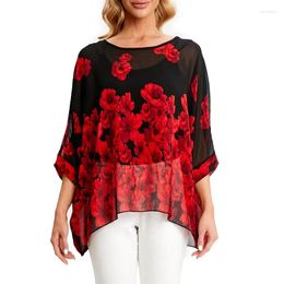 Women's Blouses Blouse Plus Size 2024 Batwing Casual Summer Women Boho Chiffon Shirt Top