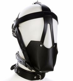 Fetish Mouth Gag Headgear Pu Leather Mask Hood Head Bondage Restraint Harness Adult Sm Costume Sex Game Toy For Women Men Couple Y5023506