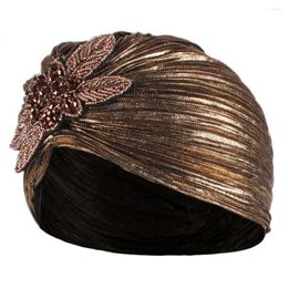 Berets 1Pc Noble Gold Stamping Style Design Turban Hat Exquisite Women