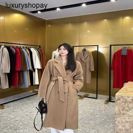 Maxmaras Womens Cashmere Coats Wrap Coat Camel Hair Wool 23 Autumnwinter 101801 Classic Star Same Style Cashmere Mid Length Lace Up