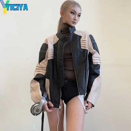 YICIYA jacket bomber women varsity racing fold jackets motorcycle coat y2k American Long Sleeve Korean Jacket's high street met 240111