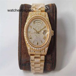 Luxury Diamond Watch Designer mens High quality diamond watch movement week calendar double time automatic montre