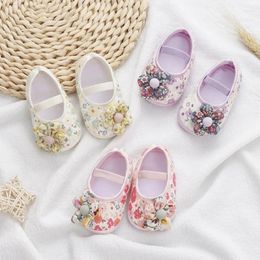 First Walkers Baby Girl Shoes Toddlers Prewalkers Soft Sole Walking Flower Elastic Band Born Princess