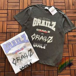 Men's T-Shirts Washed Grailz T Shirt Men Women Best Quality New White Gray T-Shirt Tee T240112