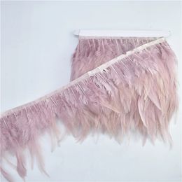 10Meters Leather Pink Rooster Neck Hackle Feather Trim Ribbon Pheasant Feathers Fringe for Crafts Plume Decoration Decor Plumas 240111