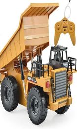 Huina 1540 RC Truck 2 6 Channel Remote Control 540 Metal Dump Truck 4 Wheel Realistic Machine toys LJ201209204z5199691