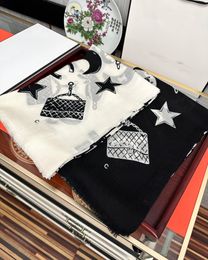 (Chitrine's boutique store) Fashion design luxury brand Moon stars embroidered silk scarf summer trend rest entertainment silk scarf