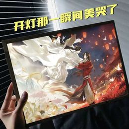 Night Lights Tian Guan Ci Fu Cosplay Xie Lian Art Lamp USB Power For Bedroom Night Light Paper cut Atmosphere Lamp 3D Paper Birthday Present YQ240112