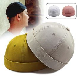 Men Women Skullcap Hat Cap Casual Docker Sailor Mechanic Brimless Spring Retro Adjustable Hip Hop 240111