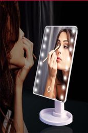 360 Degrees Rotation Makeup Mirror Adjustable 16/22 Leds Lighted LED Touch Sn Portable Luminous Cosmetic Mirrors4226241