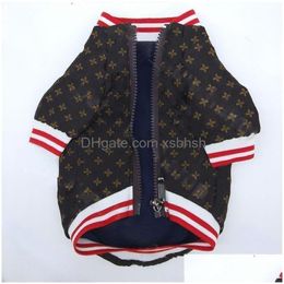 Fashion Brown Dog Jacket Coat Classic Print Zipper Designer Thicken Warm Outerwears Puppy Drop Delivery Dhrnk