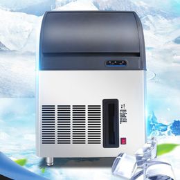 Commercial Ice Maker 50Kg/24H Automatic 2-In-1 Water Inlet Built-in Ice Cube Machine Electric Cooler Kitchen Appliance