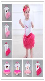 DHL 2017 Ins Number Printed RomperTutu Skirt with Hair Band baby Cute Clothing sets Kids 3 pieceset9924204