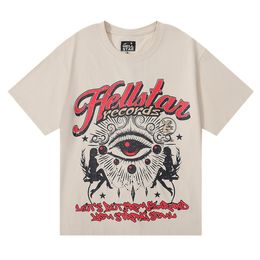 Hellstar T NEU Shirt Designer Grafik T-Shirt Kleidung Kleidung Hipster gewaschener Stoff Straße Graffiti Schriftzug Foliendruck Vintage Schwarz Loose Tidal Currenthip-hop 287