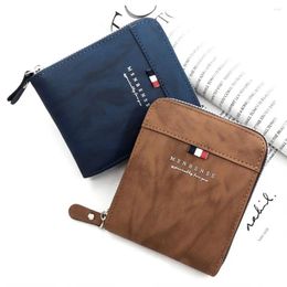 Wallets Zipper Inner Bag 3 Fold Purse Elegant Multi-position Medium Soft Male Leather Leisure Solid Colour Men's Short Wallet