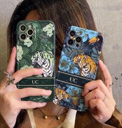 Tiger Forest Luxury Designer Mobile Phone Cases for iPhone 12 13 14 Pro Max 7 8 Plus Classic Letter Top Brand Shockproof Phones Ca6672333