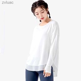 Yoga Outfit Yoga Outfit Sport Shirt Women Gym Tshirt Yoga Top Fitness Clothes Running Active Wear Loose Long Sleeve Workout Shirts With Thumb Holes Tops YQ240115