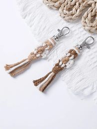 Keychains Handmade Macrame Key Chains Flower Braided Fringe Keyring Lobster Clasp Holder Car Bag Charm Keychain Accessories