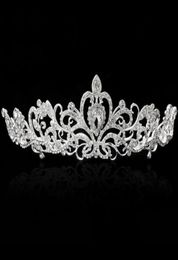 Bling Silver Crystals Wedding Tiaras Beaded Bridal Crowns Diamond Jewellery Rhinestone Headband Cheap Hair Accessories Pageant Tiara6801712