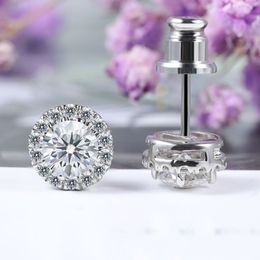 Men Women Earrings Anti-Allerigic S925 Sterling Silver Pass Diamond Test Flashing Moissanite Earrings Studs Nice Gift for Men Women