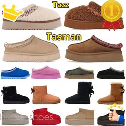 Chinelos Mulheres Botas Designer Tasman Australian Chesut Fur Black Sheepskin Tazz Mules Mulher Homens Ultra Mini Plataforma Bota Australie Suede Winter Ankle Booties