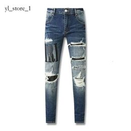 Amirj Star Jeans Designer Jeans High Street Hole Star Patch Men's Womens Embroidery Panel Stretch Kusbi Jeans Trousers Purple Ripped Amirs Jeans 1025