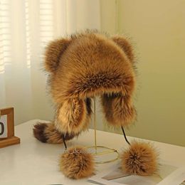 Little Raccoon Ear Protection Hat American Raccoon Mao Lei Feng Overlord Hat Winter Warm Men's and Women's Adult Grass Hat 590 47