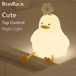 1pc Cute Silicone Duck Night Light, For Bed, Shooting Control, Three-level Brightness Adjustable, Gift For Boys Girls Birthday Christmas, USB Powered