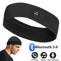 Headphones Bluetooth Sleeping Headphones Sports Headband Wireless Music Earphones Not Cover Ear Guide Sweat Band with Mic for Fitness Run