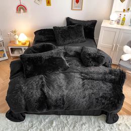 Give Away Love Small Pillow Shaggy Super Soft Coral Fleece Warm Cosy Bedding Mink Velvet Duvet Cover Set Bed Linen Pillowcases 240112