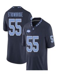 CHEAP NAVY BLUE WHITE UNC Tarheels Jason Strowbridge 55 real Full embroidery College Jersey Size S4XL or custom any name or numb9900178