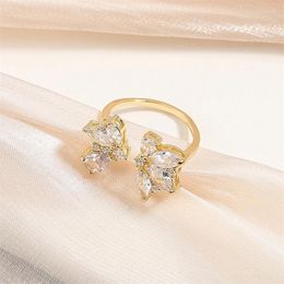 Cluster Rings UILZ Butterfly Zircon For Women Opening Adjustable Ins Trendy Gold Plated Ring Daily Work Jewelry