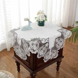 Table Cloth Square Table Cloth White Small Bedside Tablecloth Luxury Embroidery Lace Dining Table Cover Table Juppe Elegant Dust Cover Towelvaiduryd