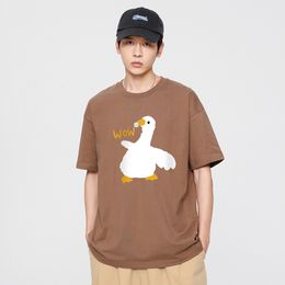 Funny T-shirt Streetwear Harajuku Cartoon Fluffy Goose Duck T-Shirt 2024 Hip Hop Casual Cotton Loose Tee Shirts Tops