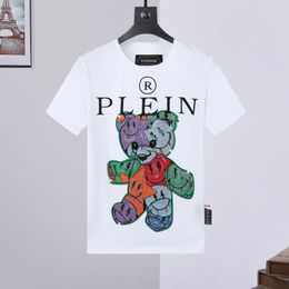 PLEIN BEAR T SHIRT Mens Designer Tshirts Brand Clothing Rhinestone PP Skulls Men T-SHIRT ROUND NECK SS SKULL Hip Hop Tshirt Top Tees 16718