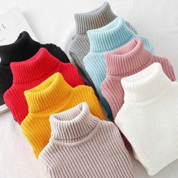 Pullover Fashion Baby Girls Winter Turtleneck Knitted Sweaters Clothes 2023 Autumn Children Boys Pullover Kids Knitwear VersatileL2401