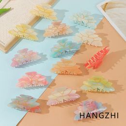 Hair Clips HANGZHI Colourful Gradient Acrylic Flower Grab Clip Daily Temperament Elegant Accessories For Women Creative Unique Headwea