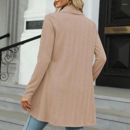 Women's Knits Lady Soft Cardigan Stylish Fall Spring Loose Irregular Open Stitch Lapel Knitted Solid Color Long Sleeve