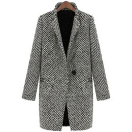 Women's autumn and spring long wool jacket trench wool blend lapel lace coat single button cashmere coat women's 240112