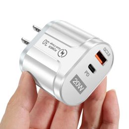 20W PD USB C Charger QC3.0 Fast Quick Wall Charger Power Adapter UK EU US Plug for Samsung S24 iPhone 15 Xiaomi Tablet Phone