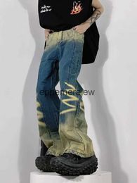 Jeans da uomo Jeans americani High Street sfumati lavabili Jeans da uomo e da donna a maniche dritte larghe Pantaloni da coppia Marchio di moda Premium Feelephemeralew