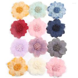 Hair Accessories 60Pcs 9cm 3.6" Chiffon Satin Fabric Flowers Bouquet For Baby Girls Flower Women Headbands