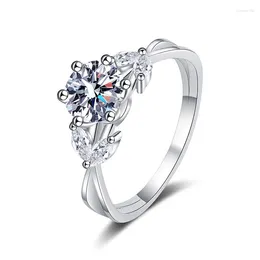 Cluster Rings Luxury 925 Sterling Silver 1CT Moissanite Diamond For Women 14K Gold Plated Wedding Eternity Ring Fine Jewellery