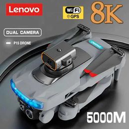 Drones Lenovo P15 Drone Professional Foldable Quadcopter Aerial Drone 8K HD Camera GPS RC Helicopter FPV WIFI Obstacle Avoidance Toy