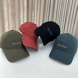 Korean Style Letter Embroidery Soft Top Baseball Cap Men's and Women's Ins Retro American Thin ed Fashion 240111