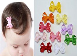 10pcs 2quot Wave point dot Hair Bow clip Baby mini Hairbows Grosgrain Ribbon Boutique bowknot with Alligator clip headwear Acces4669943