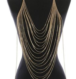 Body Jewellery Fashion Gold Colour Body Belly Waist Chain Harness Necklace Womens Sexy Bikini Multilayer Body Chain Necklaces T2005086318577