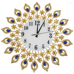 Wall Clocks -Luxury Artificial Crystal Diamond Large Clock Metal Living Room Home Art Decoration ( 1 Gold)