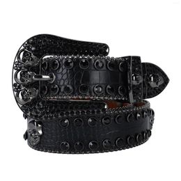 Belts Rhinestone Belt Waist Seal Black Red Mixed Batch Inlaid Punk Product Small Crocodile Pattern European And American Style Men